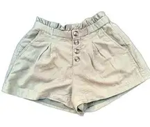 American Eagle  small olive/sage green cinch waist faux button shorts