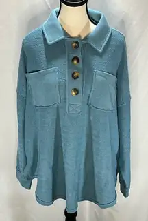 American Eagle Outfitters Herringbone Button Up Popover Pullover Sweatshirt