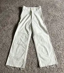 Zara high waisted wide leg cream denim pants