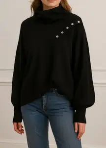 Marissa Webb Black Turtleneck Oversized Balloon Sleeve Sweater