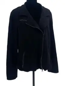 Eileen Fisher Womens Asymmetrical Zip Jersey Knit Biker‎ Moto Jacket Black Large