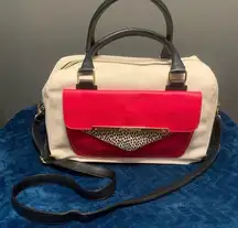 Betsey Johnson Satchel Bag Medium White and Red