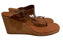 Lauren Ralph Lauren Ayva Polo Tan Embossed Croc Wedge Sandals Womens Size 11