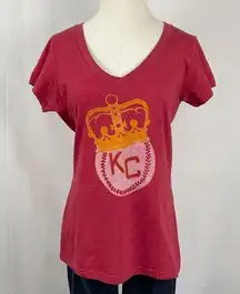 Kansas City Monarchs NLB Tee Shirt Baseball Ladies V-Neck Sz XL KC T-Shirt