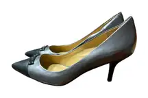 Coach Black Silver Pointed Toe Kitten Heel Pumps Women's Size 9B