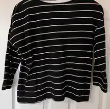 Zara Basics Black and White Stripes Quarter Sleeve Shirt