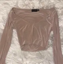 Nude Long Sleeve Crop Top