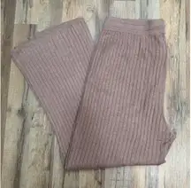 Calvin Klein Ribbed Knit Lounge Pants 1X Mauve Wide Leg Viscose‎ Blend