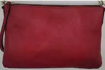 Fossil Red Leather Crossbody Handbag Purse READ
