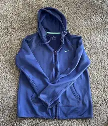 Nike Women Dri Fit Athletic Running Jacket Sz S Purple Hood Zip Up Drawstring