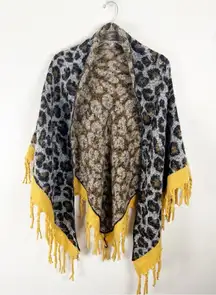 ALTAR’D STATE Animal Print Fringe Trim Shawl Wrap Scarf, One Size