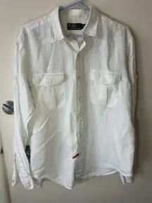 Ralph Lauren women Cream Casual Button Down Shirt size Large