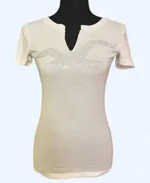 Hollister Co. Vintage Y2K rhinestone top with V-neck and short sleeves Size XS