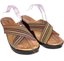 Ingaro Crossfire Stripe Platform Wedge Sandals 10
