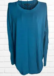 Athleta Women's Small Top Teal Long‎ Sleeve Ruched Athletic Comfy Loungewear