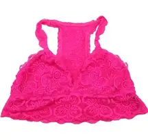 Aerie Womens S Lace Racerback Bralette Bra Hot Pink Feminine Barbiecore Summer