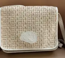 Carlos Falchi‎ Cross Body Purse Woven Pattern white woven Tone Color