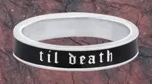 Til Death" Black Enamel Band • Sterling Silver • Size  7