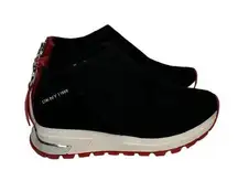 DKNY  Womens Black/Red Stretch Knit Mylo Zip Up Sneakers Size 7.5 EU 38B