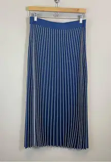 J. McLaughlin High Waist A Line Pleated Accordion Classic Midi Skirt Blue Size M