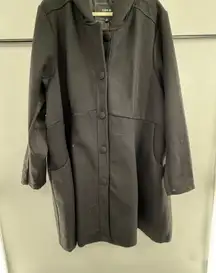 Torrid Black Wool Blend Hooded Coat Size 5 Plus 26/28 Button Front A-Line Jacket