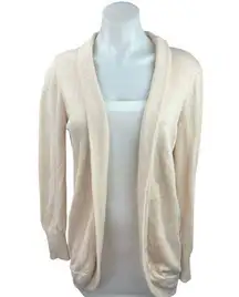 J.Crew Cream White Knit Shawl Collar Long Sleeve Open Cardigan Sweater Top Sz M
