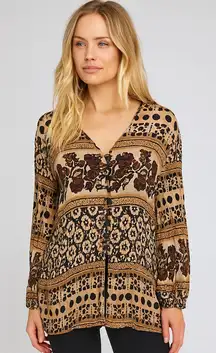 Vintage Sharon Anthony Boho Blouse – Size 16W XL – 100% Rayon – Made in USA