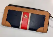 NWOT Spartina Navy Blue Red White Linen Wallet