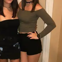 Garage Olive Strapless Longsleeve Crop Top