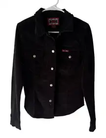 Guess Jeans Vintage Y2k Black Corduroy Jacket Size Medium Long Sleeve Button Up