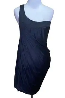 Alexia Admor Black One Shoulder Ruched Bodycon Black Mini Dress Small