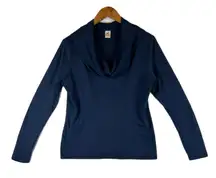 Peruvian Connection‎ Womens Top L Blue Long Sleeve Cowl Neck Knit Pullover
