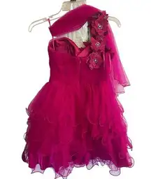 Cinderella Women's Size 4 Fuchsia Pink Short Ruffled Floral Statement Dress