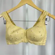 Cottagecore Large Floral Yellow Snap Closure Comfort Support Bra Boho Feminine