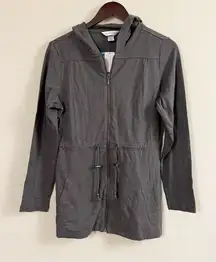 Christopher & Banks Gray Long Length Lightweight Tie Waist Hoodie Size Small NEW