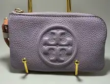 Vintage Rare Tory Burch Perry Bombé Leather Color Block Zip Card Case Wallet