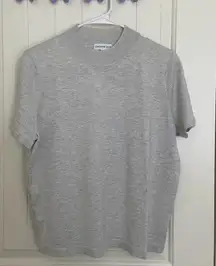 NWOT Calvin Klein Jeans women’s silver metallic high neck short sleeve knit top‎