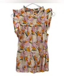 THML Floral Sleeveless Ruffle Top Size Small