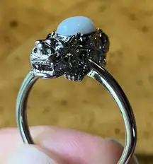 Natural Jade Sterling Silver Dragon Ring Size 10