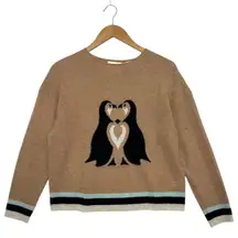 Maeve Anthropologie Sweater Womens Small Brown Cashmere Penguin Boho Soft Whimsy