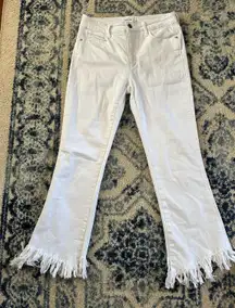Frayed Hem White Jeans