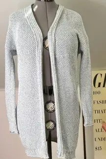 Faherty women’s Light blue Open-Front long cotton Cardigan sweater rescue me