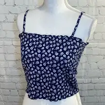 PACSUN Cami Top Blue & White Floral Print-Large