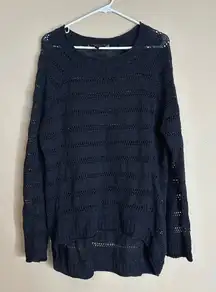 BCBGMAXAZRIA Black Sheer Knit Sweater Size M boho