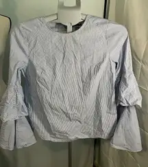Chelsea 28‎ Blue Striped Bell Sleeve Blouse - XXS