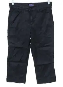 NYDJ Black Crop Pants Women 6 Lift Tuck Linen Blend Classic Career Stretch