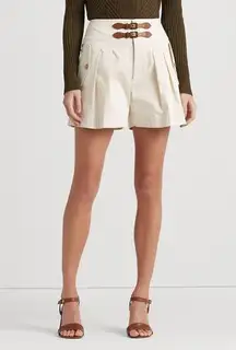 Lauren Ralph Lauren Buckle-Trim Sateen Shorts in Winter Cream, Size 18 NWT