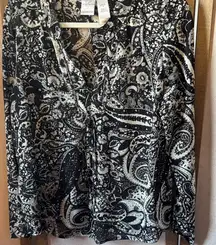 Emma James Black and cream Patterned Blouse 12p