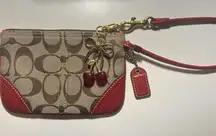 Coach Signature Monogram Wristlet & Cherry Bag Charm | Rare Combo Is Lovely