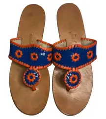 Jack Rogers Women’s Size 8 Blue Orange Patent  Boating Thong Sandals
